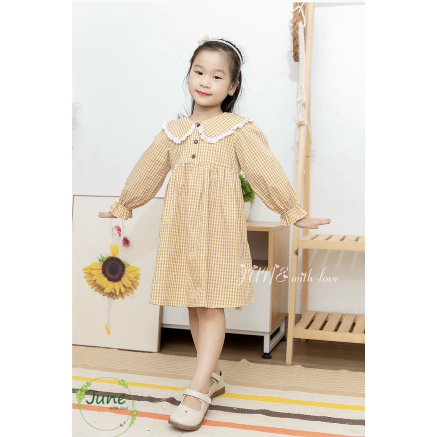 Váy thô kẻ có cổ size 8-40 kg(có video)