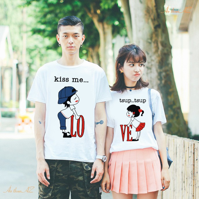 Áo thun Cặp Đôi Nam Nữ Couple Valentine AZ - Form Rộng BIGSIZE M534