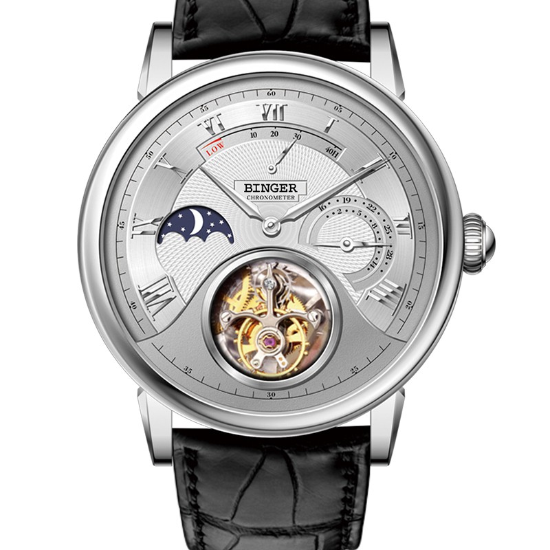 Đồng hồ cơ nam Tourbillon Moonphase Binger BG93