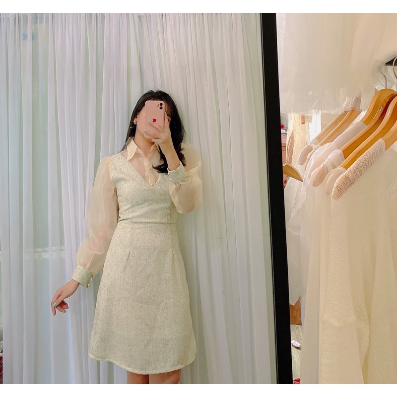 [mẫu đầm tết 2021] Đầm nữ cực dễ thương mặc đự tiệc dạo phố cực xinh chất vải dày dặn mã [BỐ ĐEN]