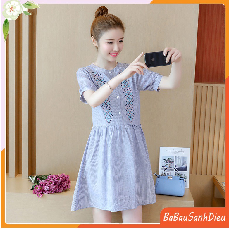 ĐẦM BẦU THÔ HỌA TIẾT THÊU DUYÊN DÁNG DR2543