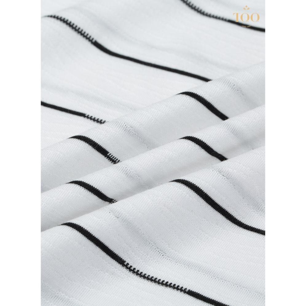 Áo polo nam cổ bẻ ngắn tay TQQ kẻ ngang đen trắng cổ điển PC2001 chất liệu cotton thoáng mát