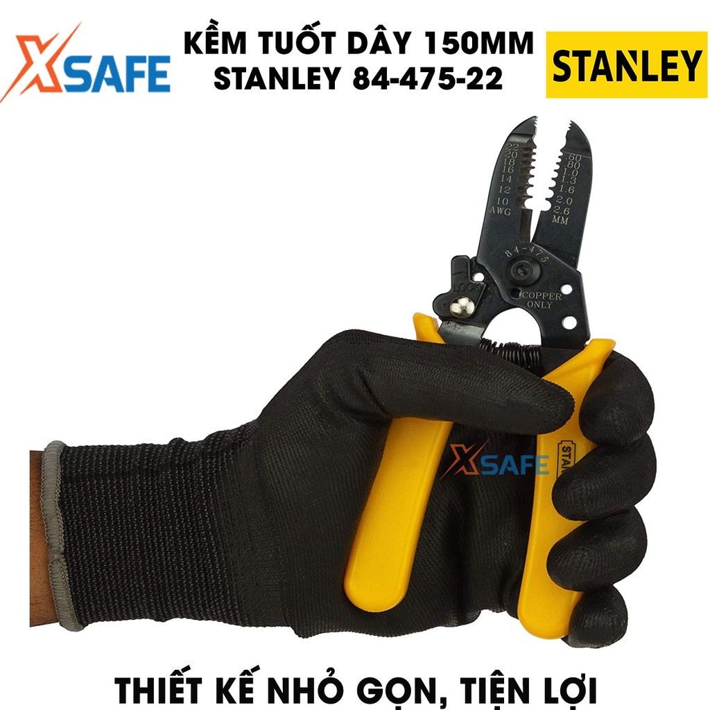 Kềm tuốt dây STANLEY 84-475-22 150mm Kìm tuốt điện Stanley có lò xo trợ lực, chống gỉ, chống ăn mòn, tay cầm bọc nhựa