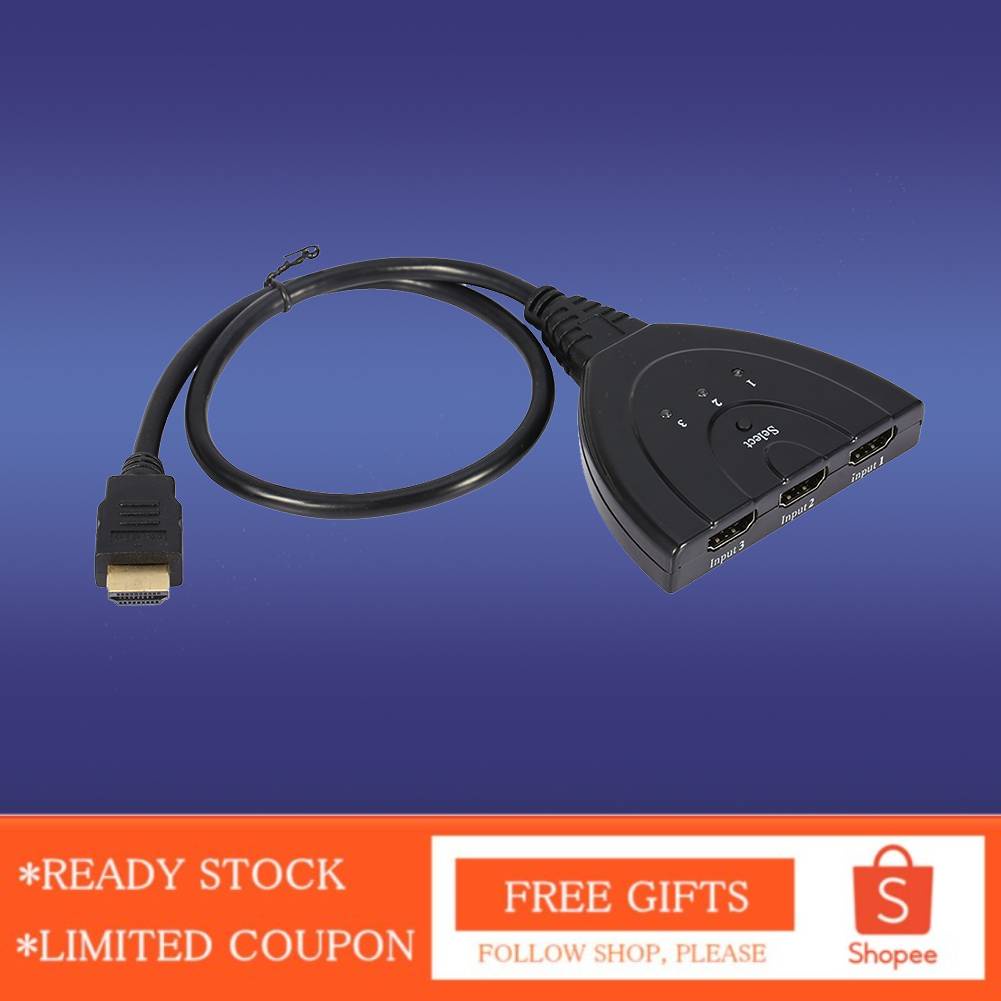 Bộ Chia 3 Cổng Hdmi Màu Đen 1080p Hd Tv