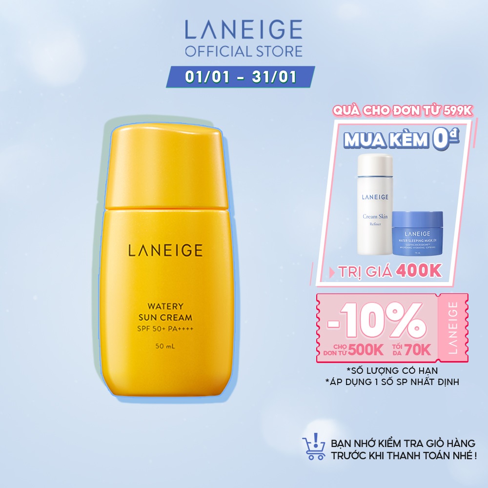 Kem chống nắng cho da thường đến da khô Laneige Watery Sun Cream SPF50+ PA++++ 50ML