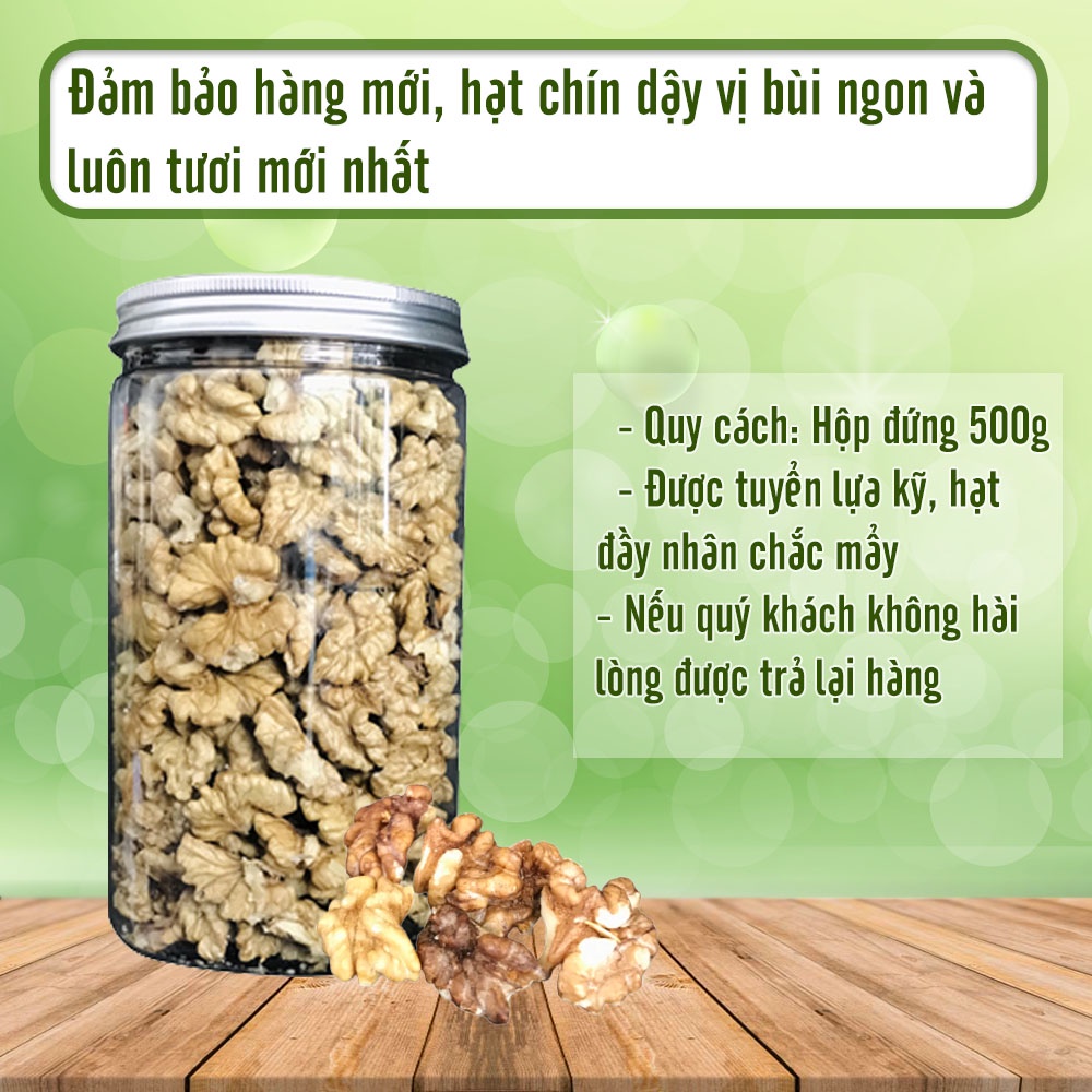 Nhân óc chó nếp sấy nguyên vị hộp 500g UQ11 óc chó giòn thơm dậy vị, đảm bảo chất lượng, không chất bảo quản - U QUEEN