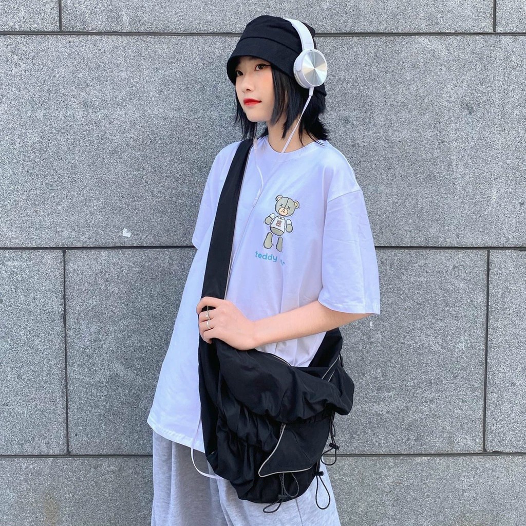 Áo thun Unisex tay lỡ dáng rộng in hình gấu Teddy chất cotton xịn co giãn 4 chiều phong cách Ulzzang | BigBuy360 - bigbuy360.vn