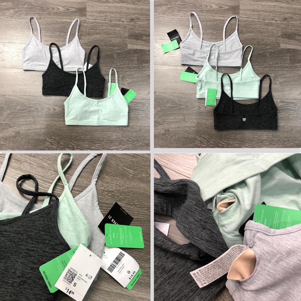 Áo Bra tập nữ vnxk hãng F21 / Chất thun poly / Co giãn / Có khe nhét mút và mút sẵn / Form basic / Nhiều màu