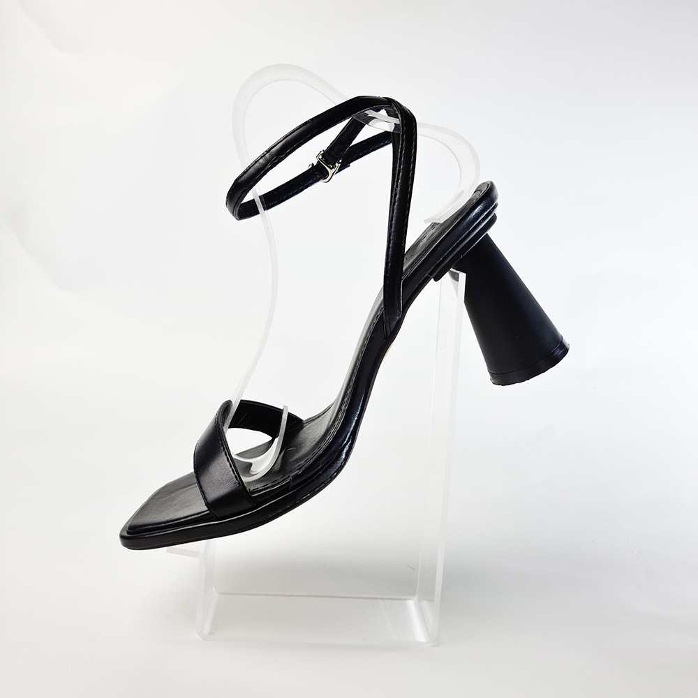 Giày Sandal cao gót nữ gót trụ màu đen NALY cao 7cm - SD5