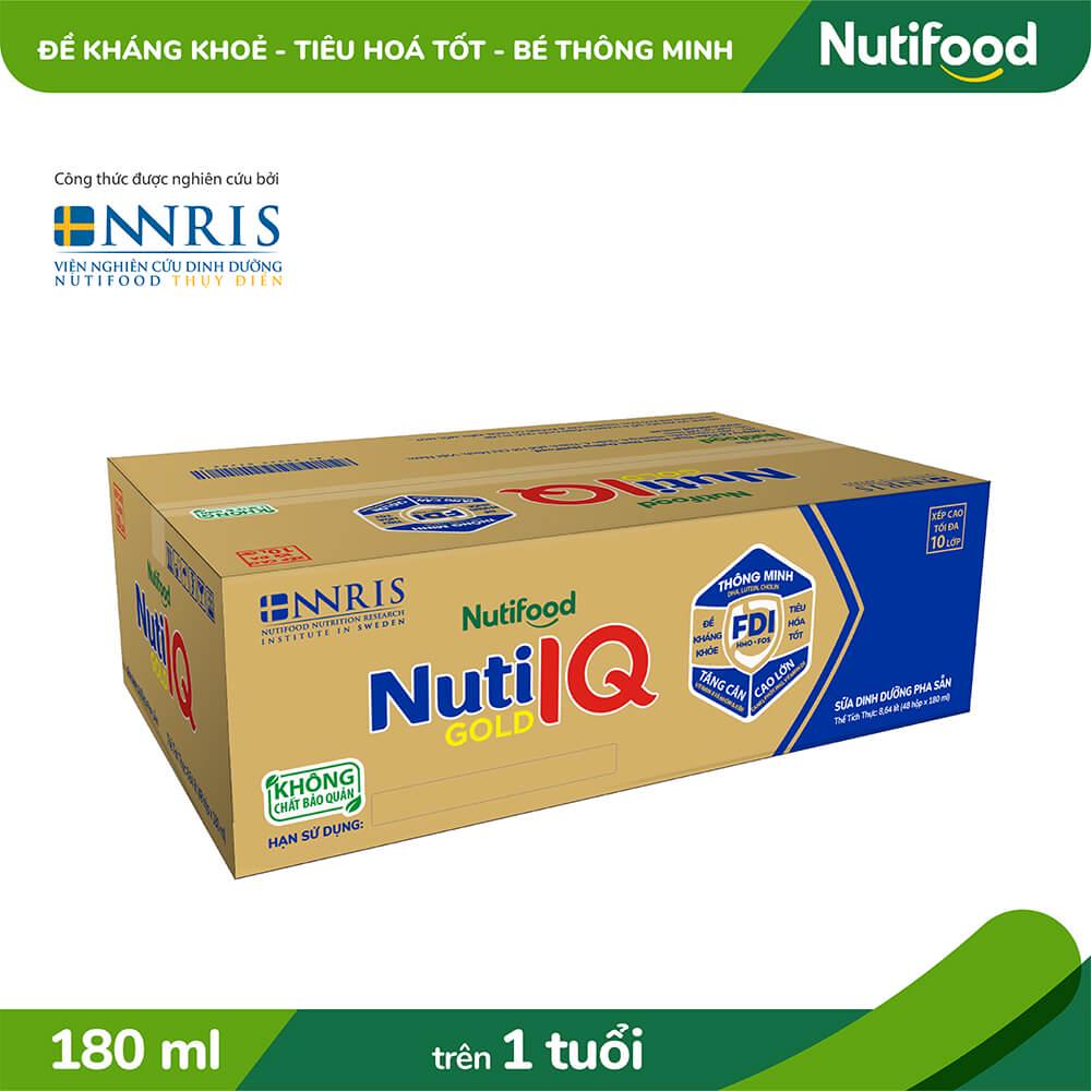 Thùng 48 hộp Sữa Bột Pha Sẵn Nuti IQ Gold 180ml/hộp