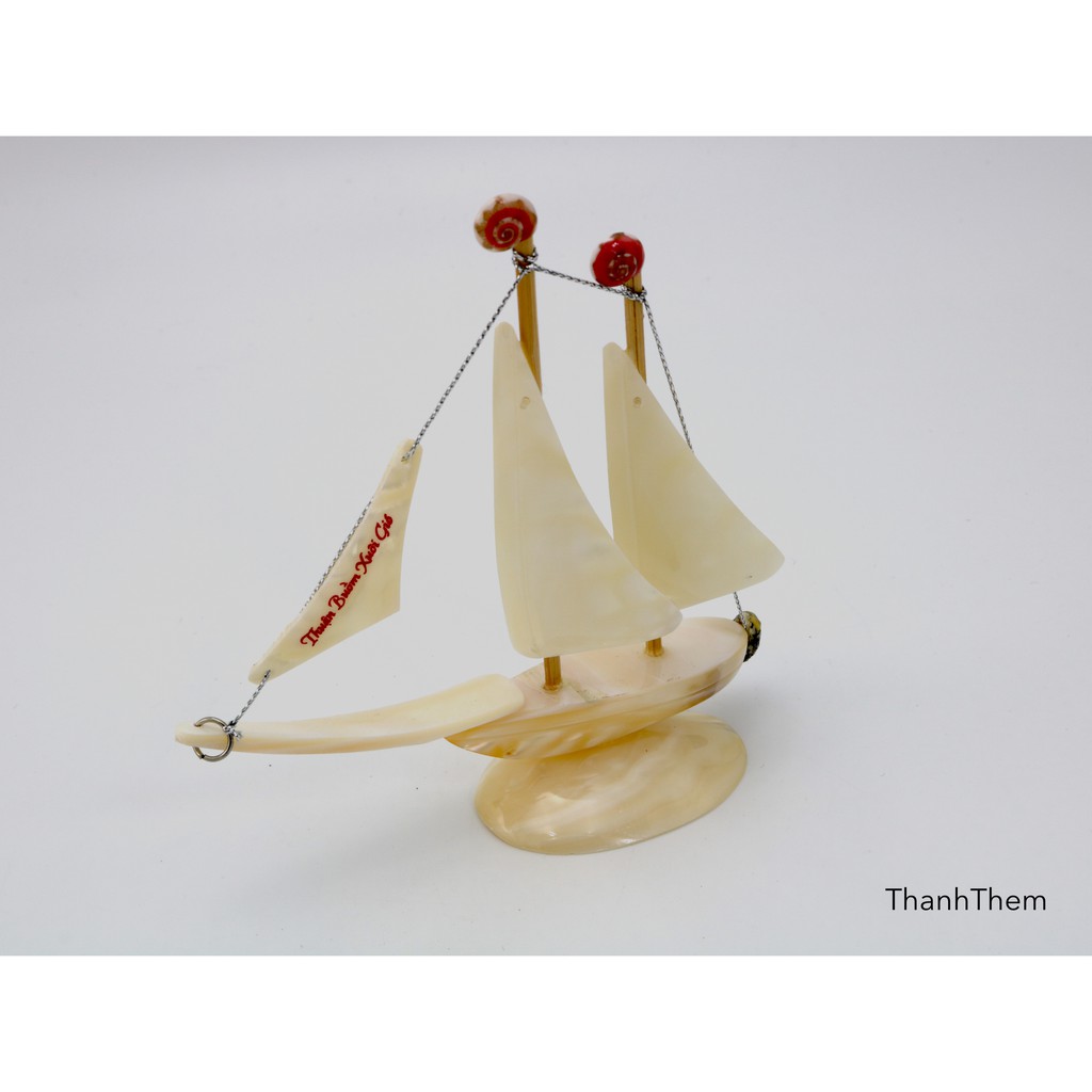 Thuyền 2 Cánh Buồm,Hàng Thủ Công, Làm Từ Vỏ Ốc Biển, Vỏ Trai Tự Nhiên.