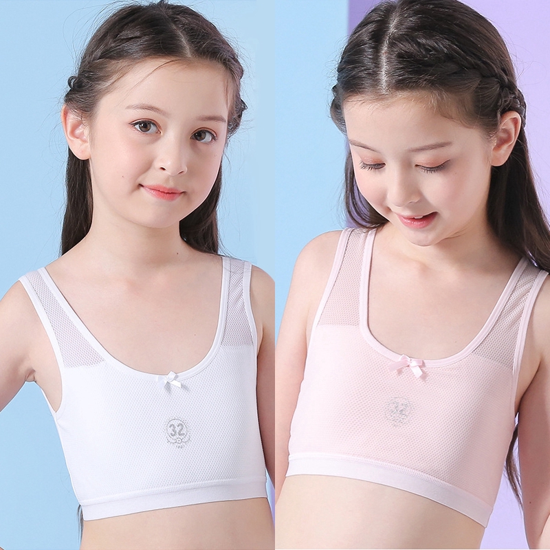 Cotton Soft Teenage Girls Underwear/ Sports Puberty Young Students Training Bra/ Wireless Thin Padded First Bras