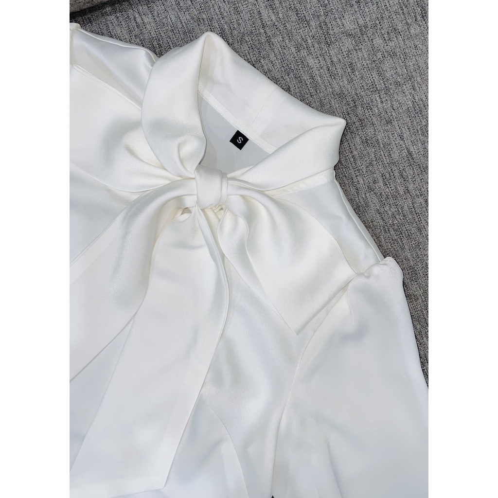 Sơ mi công sở - Thương hiệu NXD - SM01 áo dài tay cổ buộc nơ