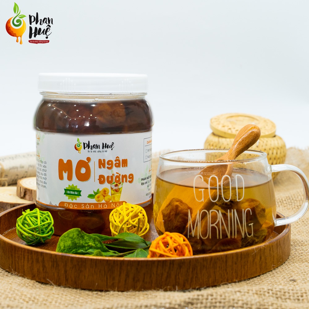 Mơ ngâm đường chua ngọt Phan Huệ hộp 2kg bổ sung vitamin C giảm ho rát họng đặc sản Hà Nội