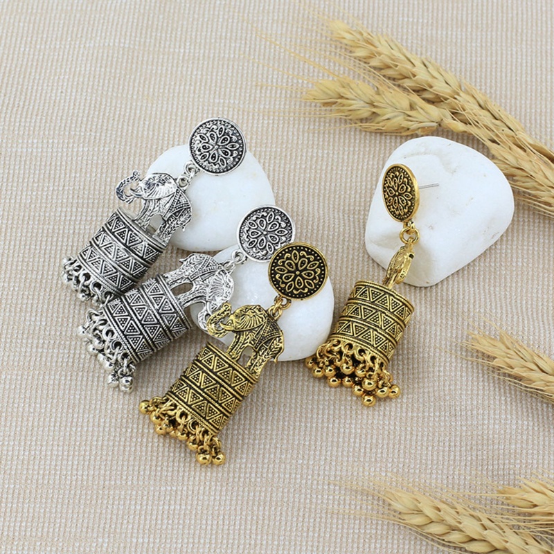 1 Đôi Bông Tai Hình Voi Ấn Độ Phong Cách Retro