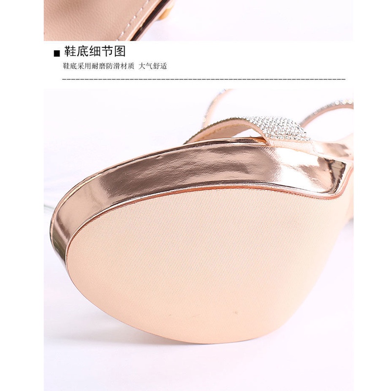 Giày Cao Gót Sandal Cao Gót 12cm Chống Thấm Nước Đính Đá Gợi Cảm Phong Cách Mùa Hè Kiểu Mới 2022 Dành Cho Bạn Nữ