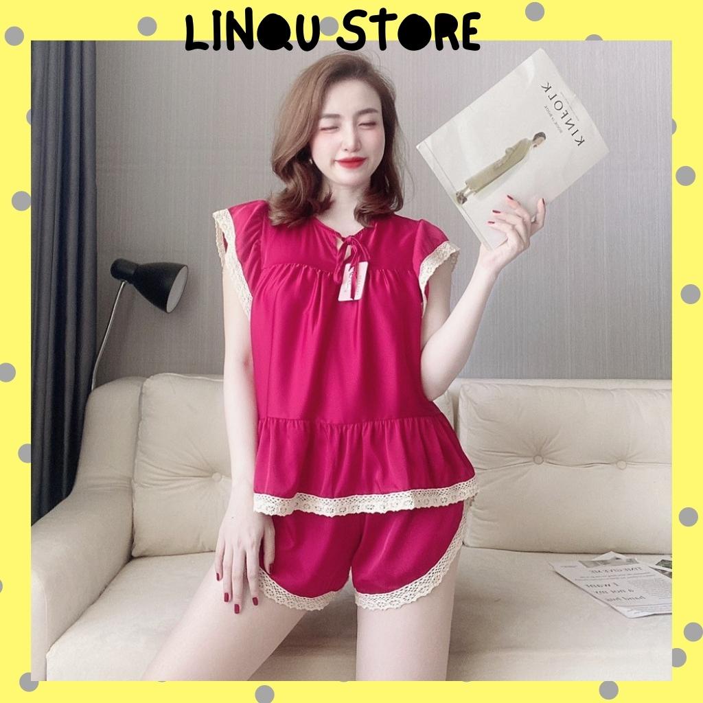 Đồ bộ nữ mặc nhà chất satin mềm mịn mặc ngủ thoải mái freesize - Linqu Sleepwear