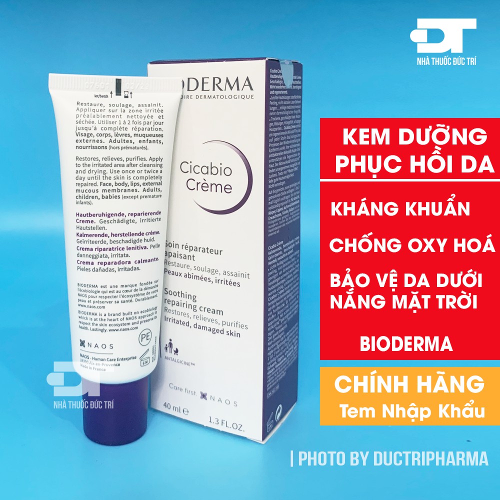 [NHẬP KHẨU CHÍNH HÃNG] Kem dưỡng phục hồi và làm dịu da Bioderma Cicabio Cream 40ml