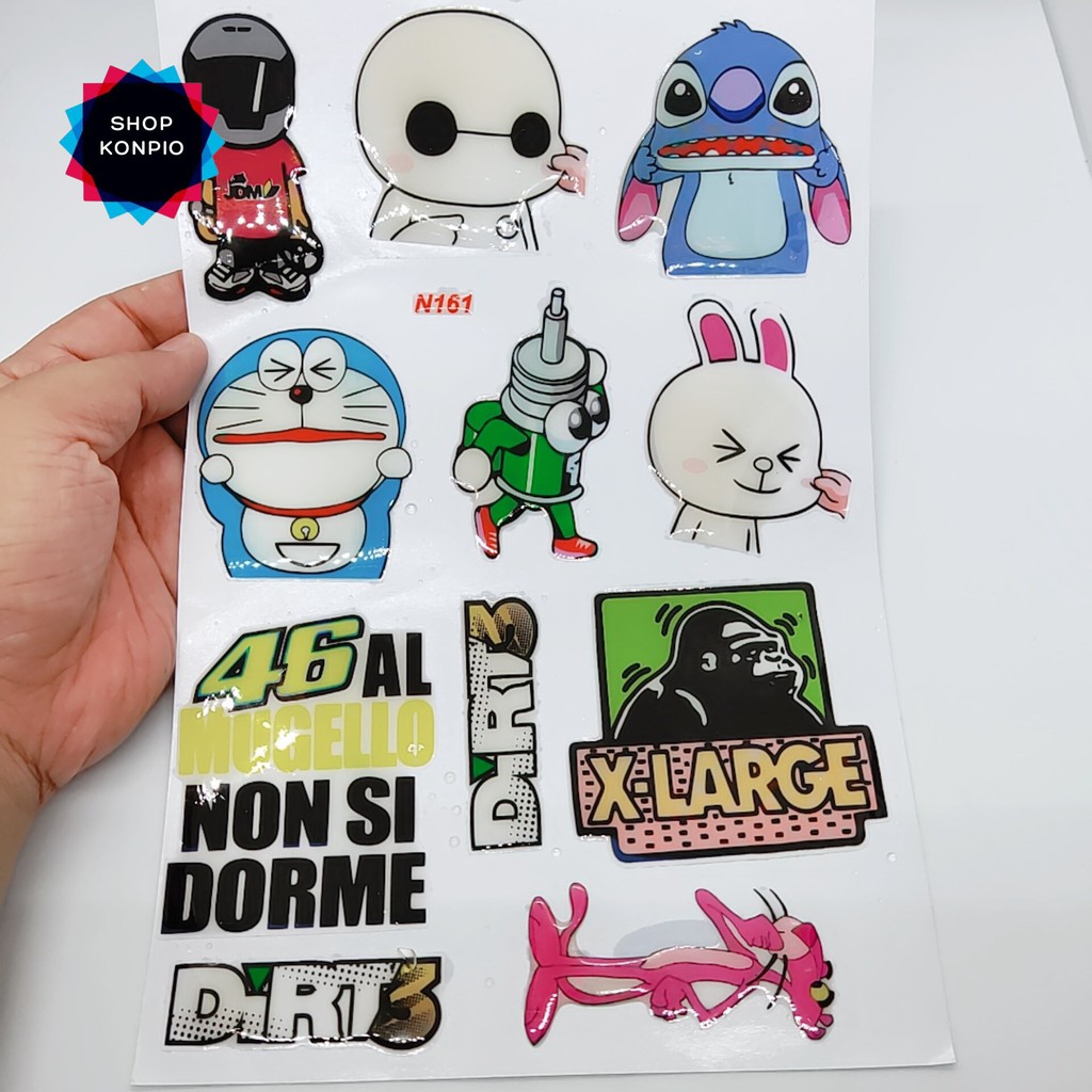 Bộ Tem Dập Nổi Cao Cấp Dán Xe Máy, Ô Tô, Mũ Bảo Hiểm, Chống Thấm Nước, Chống Bay Màu