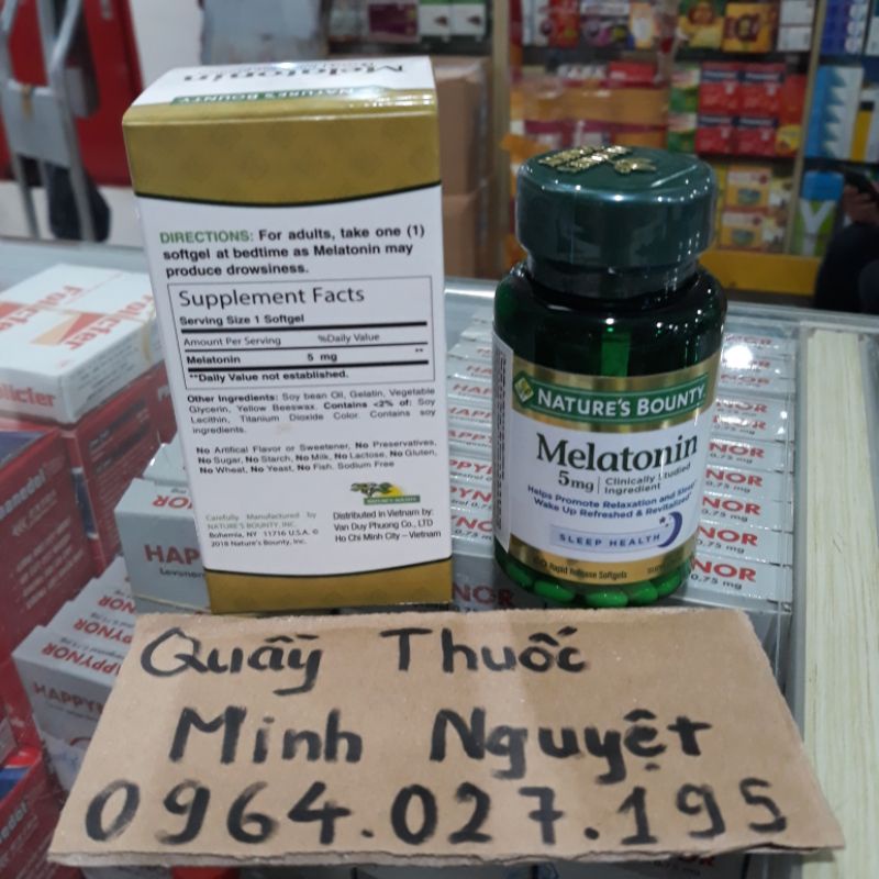 Viên Uống Điều Hòa Giấc Ngủ Nature’s Bounty Melatonin 5mg Hộp 60 Viên