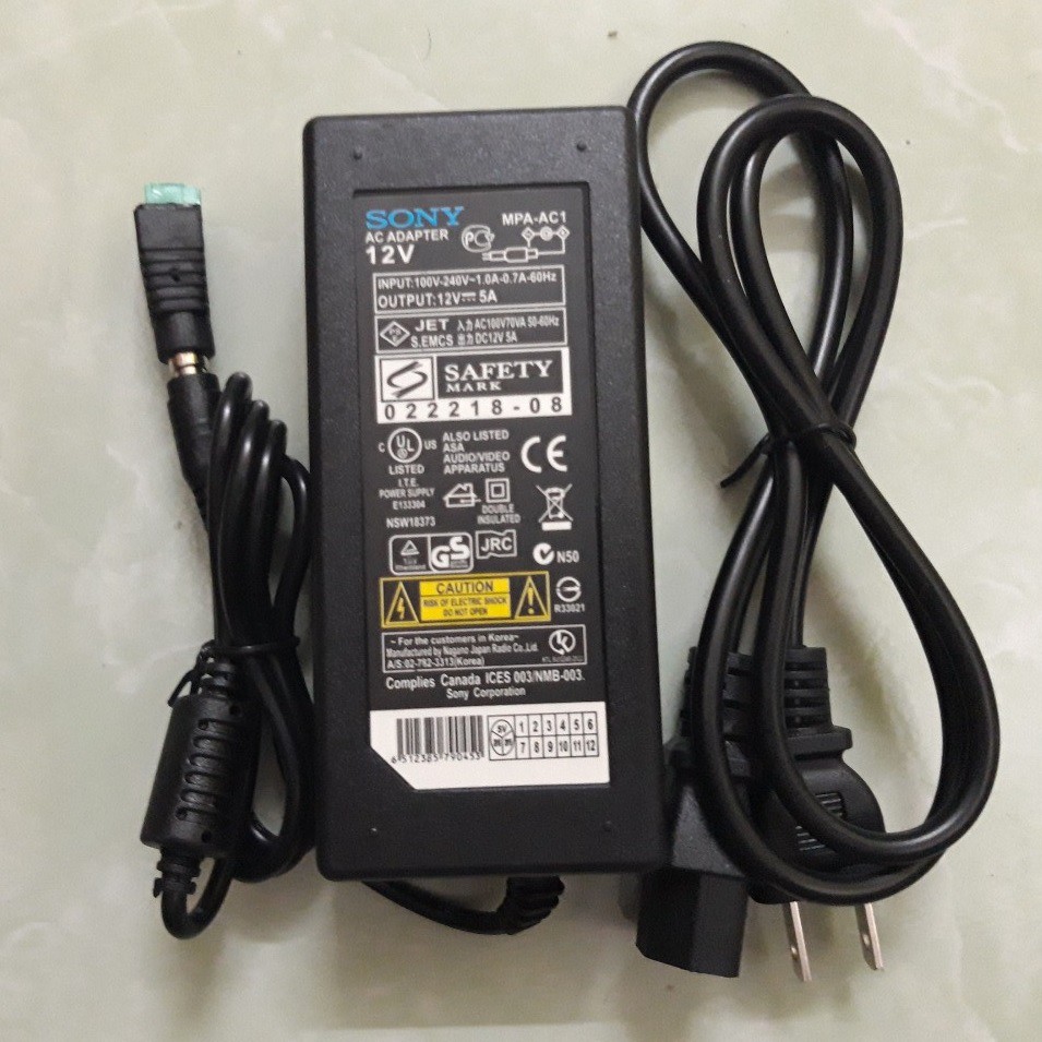 Nguồn Adapter 12v 5A Sony dùng cho bơm mini đơn