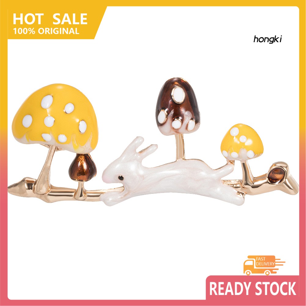 Trâm Cài Áo Hình Cây Nấm Và Thỏ Chạy Đáng Yêu