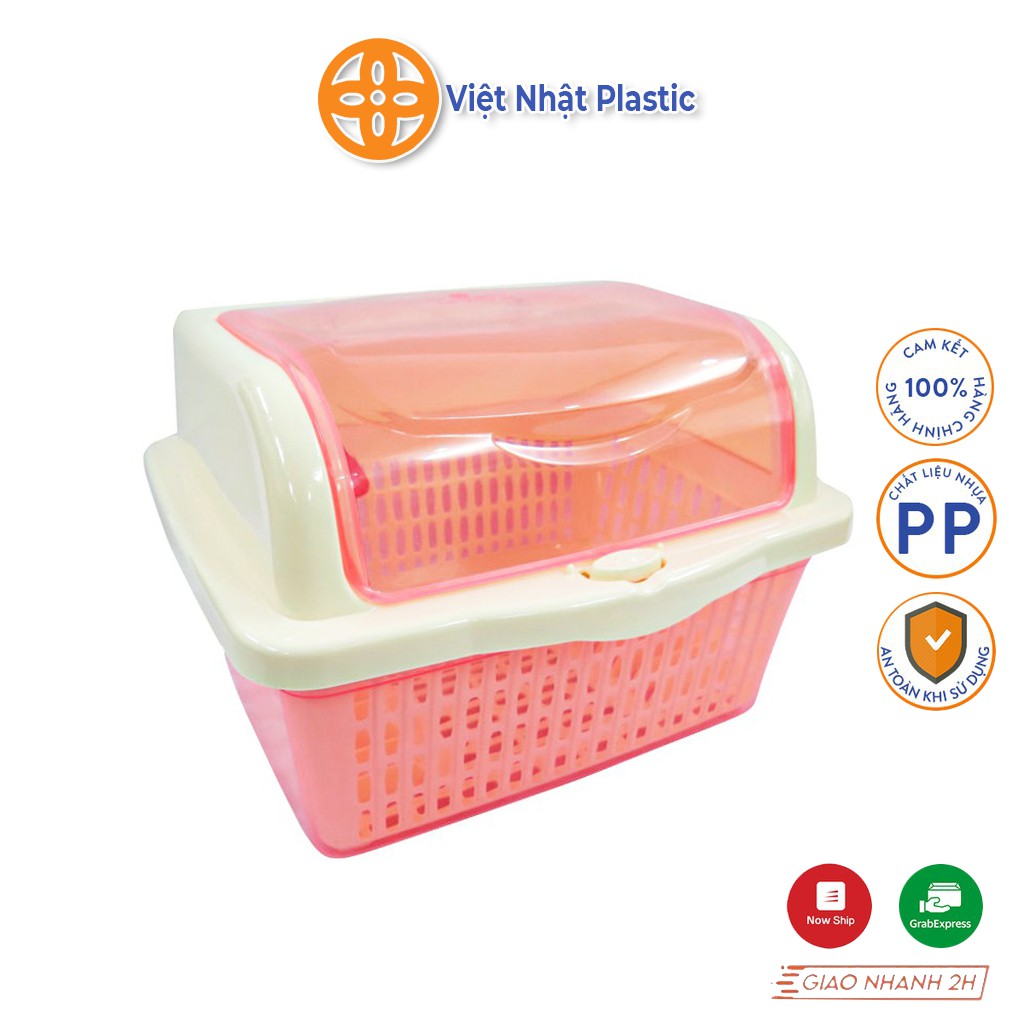 Giá úp bát đĩa có nắp đậy và ống cắm đũa tiện dụng nhựa Việt Nhật Plastic