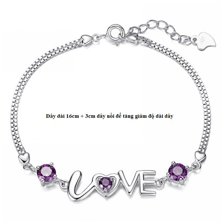 Vòng tay nữ chữ Love bạc ý 925-LT33