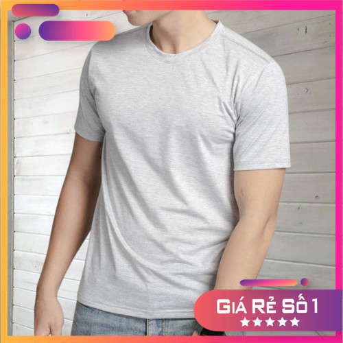 Áo Thun Nam Cotton - Trơn Cổ Tròn (Xám) Hot Trend Mẫu Mới