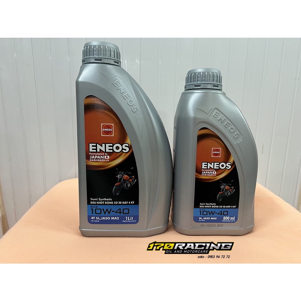 Dầu Nhớt Bán Tổng Hợp Động Cơ Xe Máy 4 Kỳ ENEOS SAE 10W40 4T SL , JASO MA2 Dung Tích 800 ML - 1000 ML