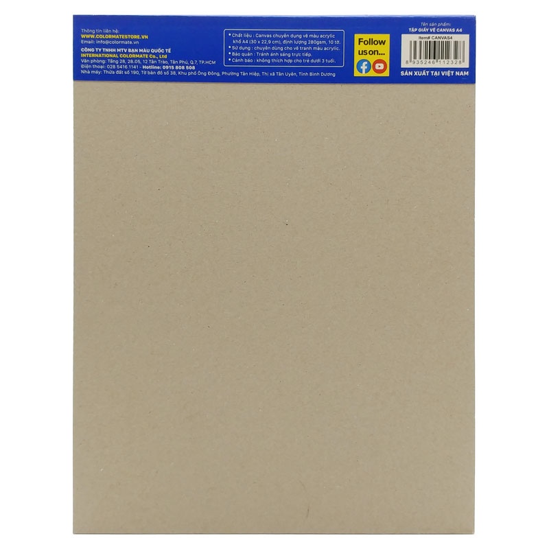 Tập Vẽ Canvas A4 280gsm Canvas Pad - Colormate CANVAS4 (10 Tờ)