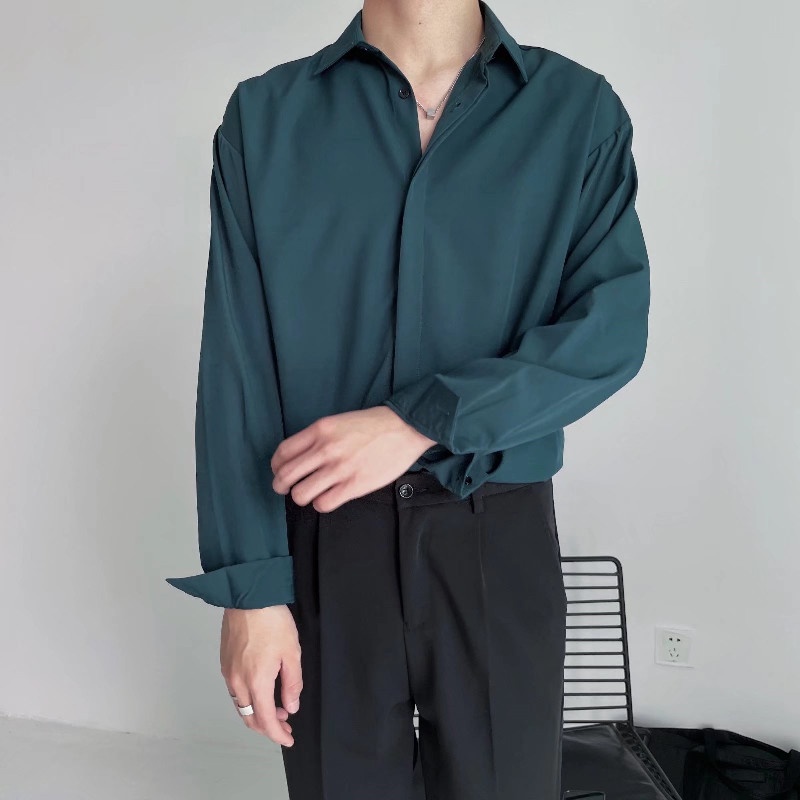 Áo Sơ Mi Nam Tay Dài Dáng Rộng Phong Cách Hip Hop