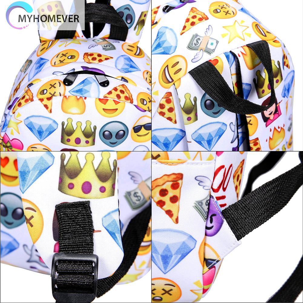 túi 2pcs New Fashion 3D Nylon Cute Smile Print Backpack Travel School Bag-116592 nữ