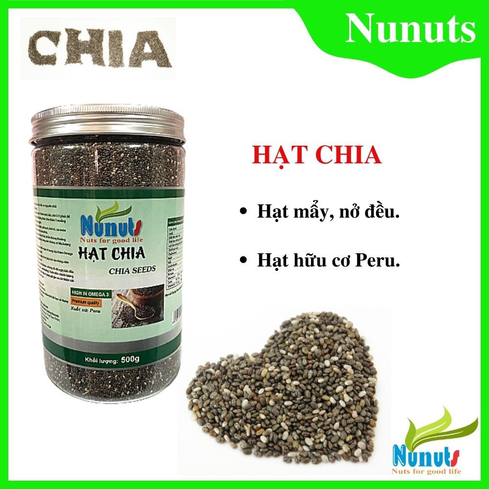 500g Hạt chia hữu cơ Nunuts, hạt mẩy, nở đều, hạt chia hàng ngày rất tốt cho cơ thể.