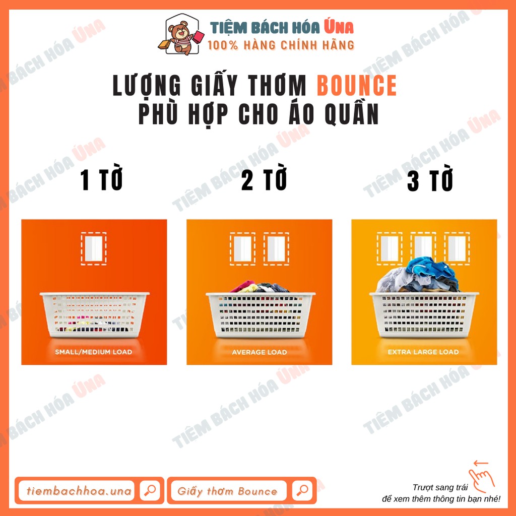 Giấy thơm quần áo Bounce hàng Mỹ làm thơm, mềm, giảm tĩnh điện và chống nhăn