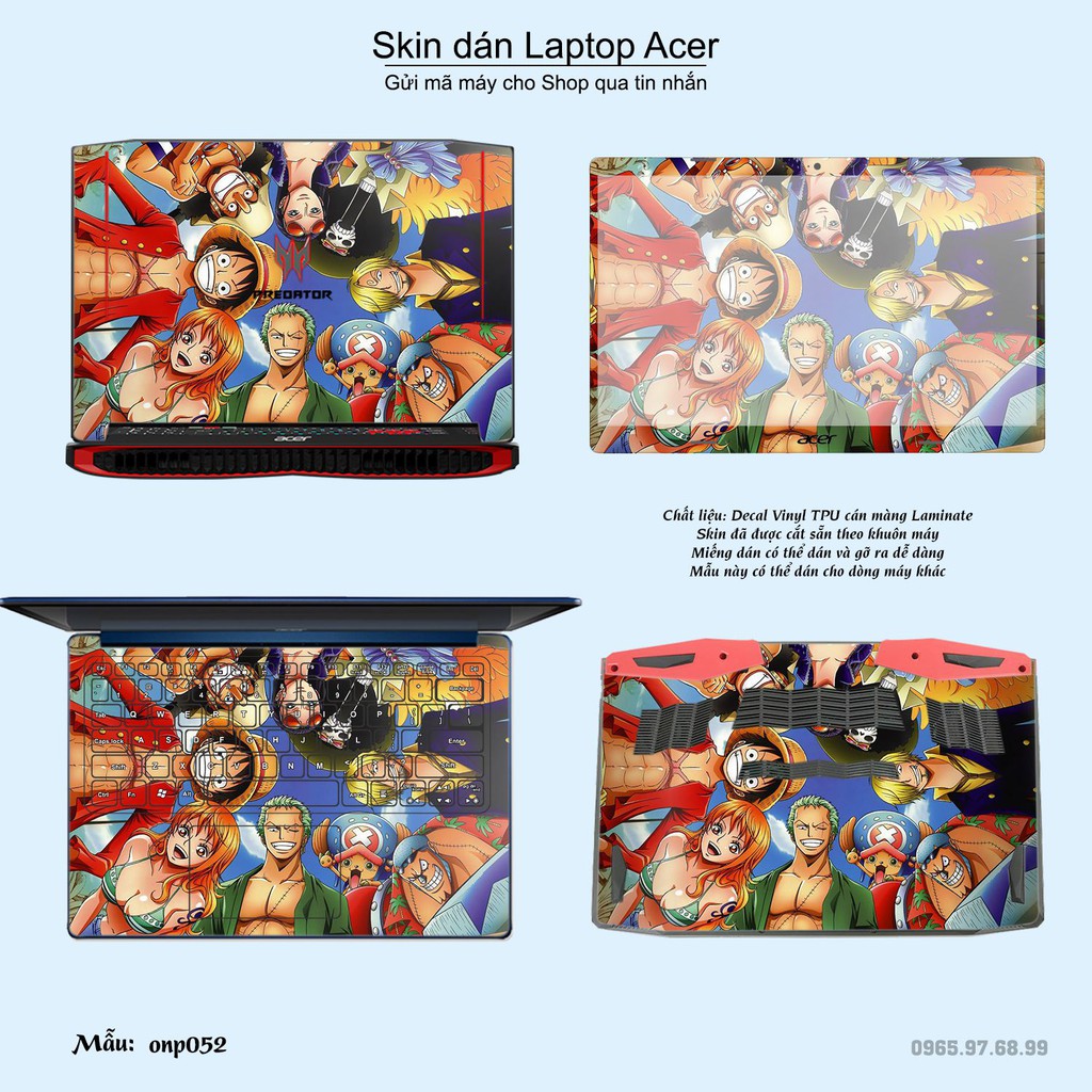 Skin dán Laptop Acer in hình Vua hải tặc (inbox mã máy cho Shop)