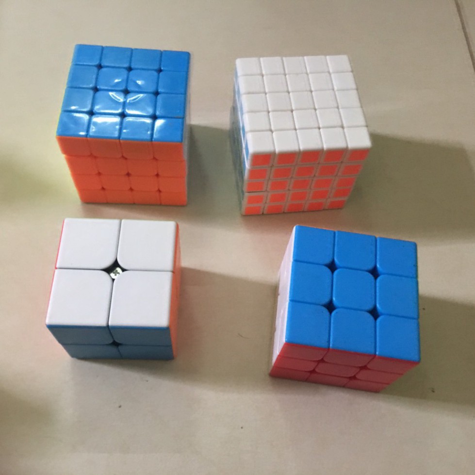 ( MUA 1 - TẶNG 1 ) Bộ 4 Rubik MAGIC CUBE: 2x2x2, 3x3x3, 4x4x4, 5x5x5 - Hàng Cao cấp, Xoay trơn, Cực bền  - TẶNG GIÁ ĐỠ R