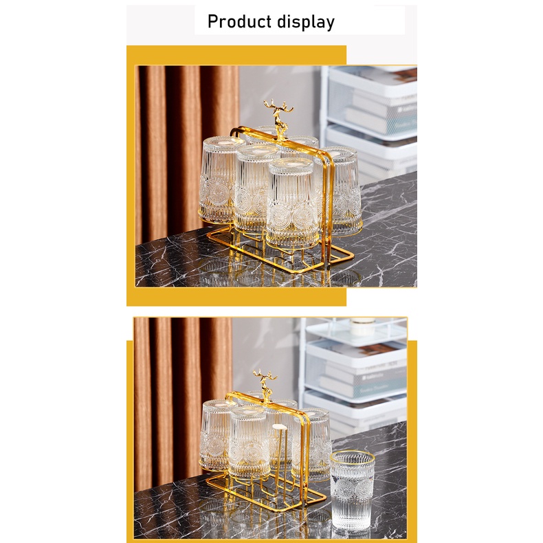 Giá Đỡ Cốc Thủy Tinh / Cốc Nước Hình Đầu Hươu Màu Vàng Dùng Trong Nhà Bếp