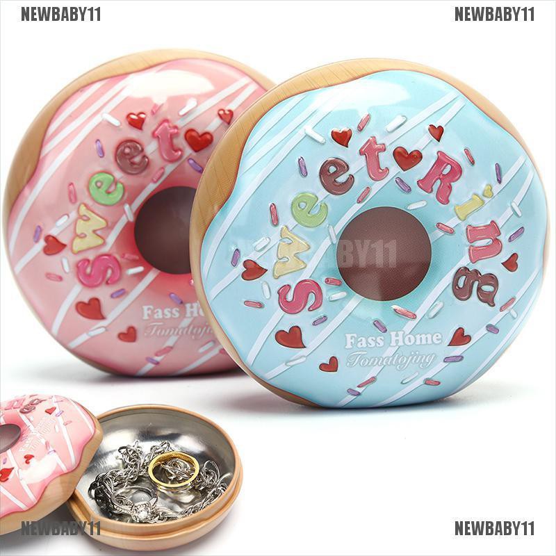 [NEWBABY11] Hộp Thiếc Trưng Bày Trang Sức Hình Bánh Donut