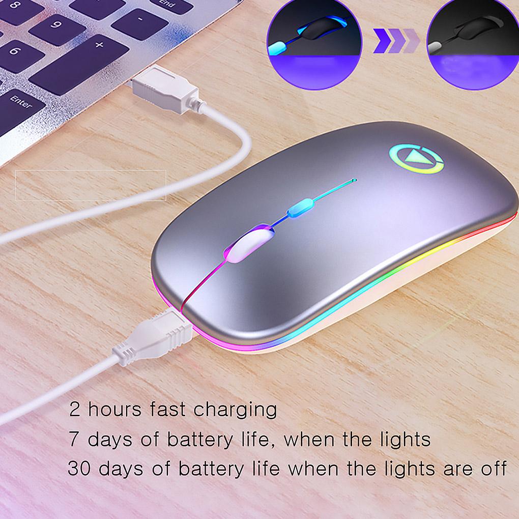 Chuột không dây USB 2 4GHz RGB Có Thể Sạc Lại