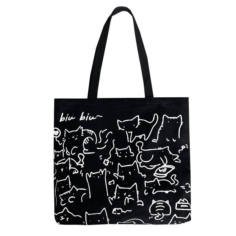 Túi Xách Canvas Cỡ Lớn In Họa Tiết Động Vật Dễ Thương Cho Học Sinh
