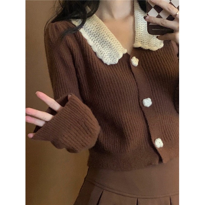 Set áo khoác cardigan và chân váy xếp ly phong cách Nhật Bản (Có bán lẻ)