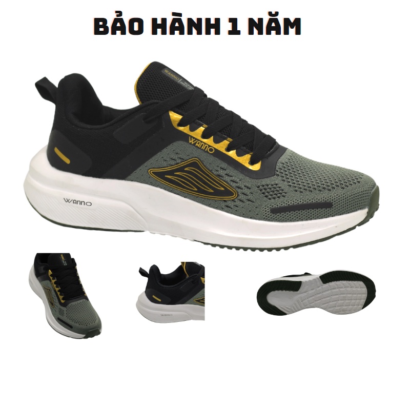 Giày thể thao sneaker nam cao cấp WANNO xám vàng (WN11) (BẢO HÀNH 1 NĂM)