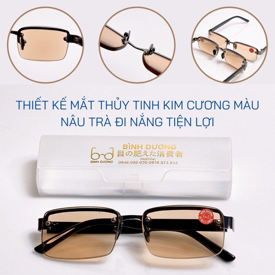Kính lão thị viễn thị binhduong KV1 thiết kế mắt thủy tinh đi ngày đi đêm 2 trong 1 cực tiện lợi