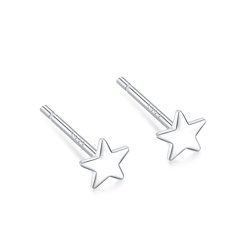 【Jewelry Time】1Pair 100% Sterling S999 Silver Ear Stick Stud Earrings