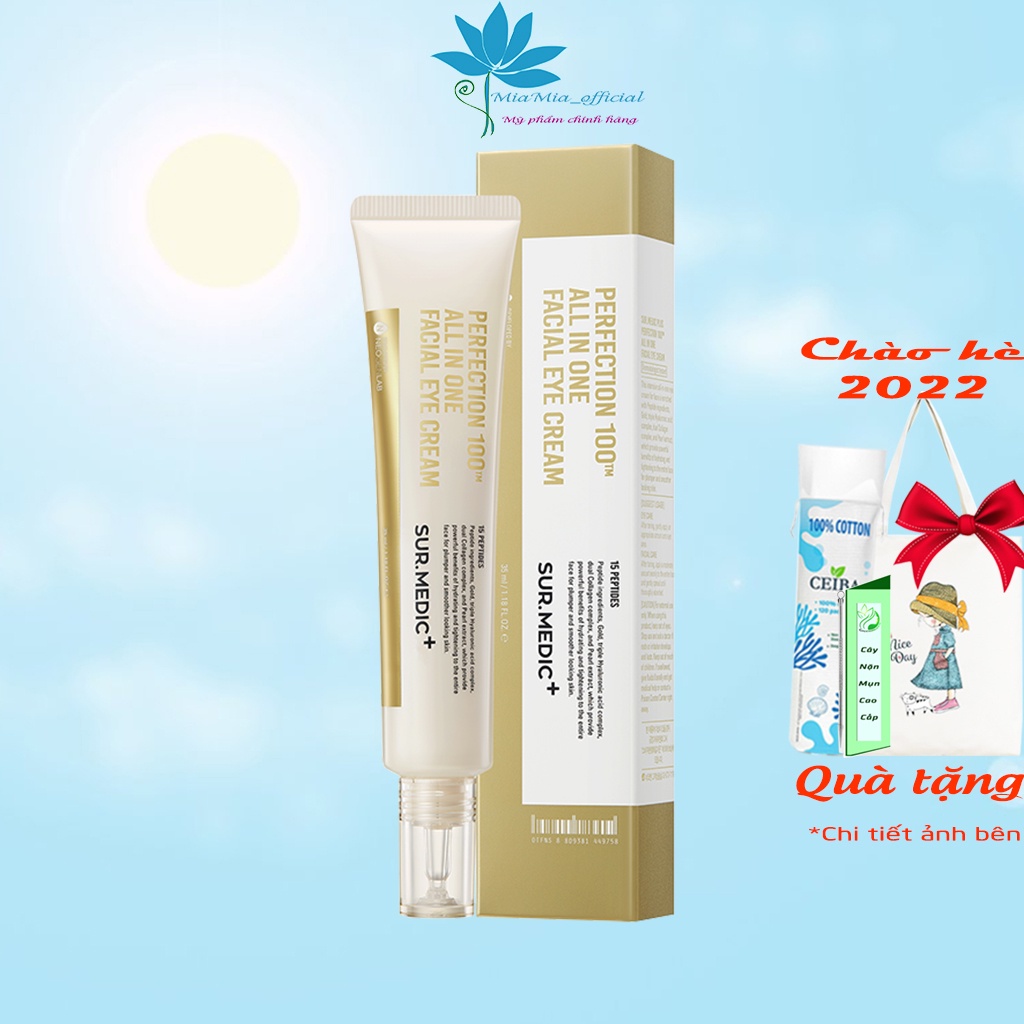 SUR.MEDIC+ Kem Dưỡng Mắt Chống Lão Hóa Cải Thiện Nếp Nhăn Vùng Mắt Sur.Medic Perfection 100™ All In One Facial Eye Cream