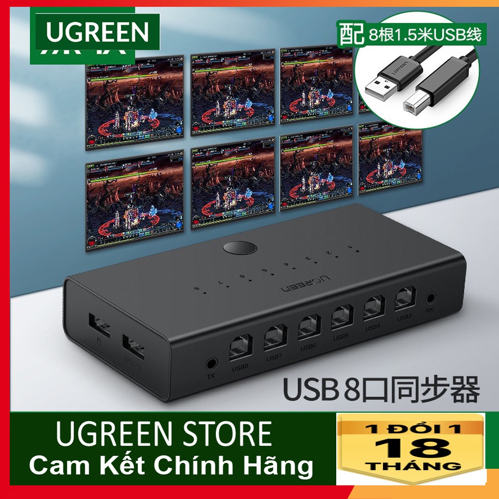 Bộ chuyển mạch KVM UGREEN CM229 60102 bộ chuột & bàn phím điều khiển đồng bộ 8 máy tính