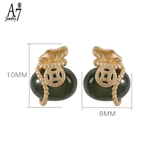 Bông Tai Bạc 925 Đính Túi May Mắn Phong Cách Trung Hoa Cổ Điển Cho Nữ A7 S925