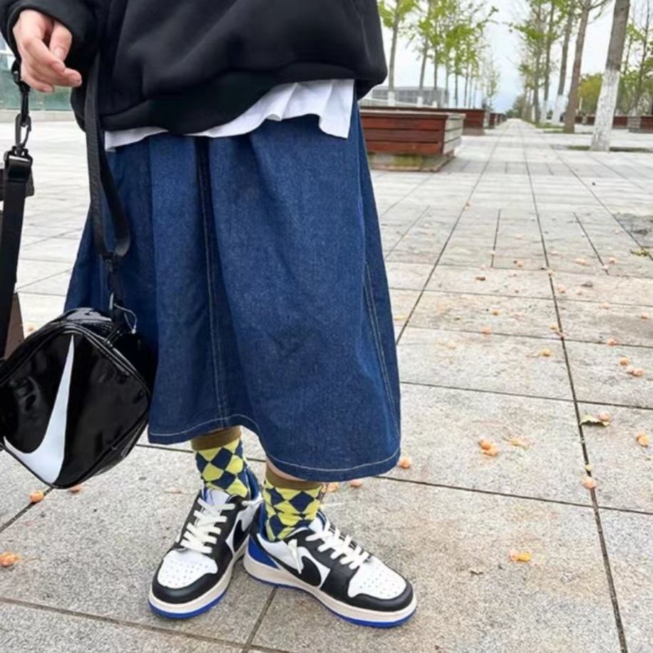 [Babycat] Hàng Có Sẵn Chân Váy Denim Lửng Dáng Vừa Phong Cách Nhật Bản Hàn Quốc Cho Bé Gái
