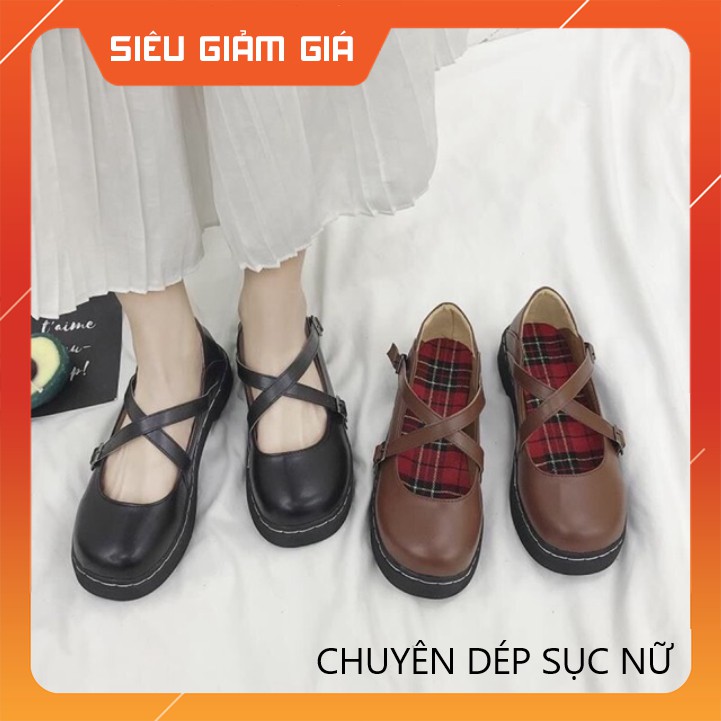 [ CÓ SẴN ] Giày ullzzang da QUAI CHÉO mã 004 CÓ ẢNH THẬT